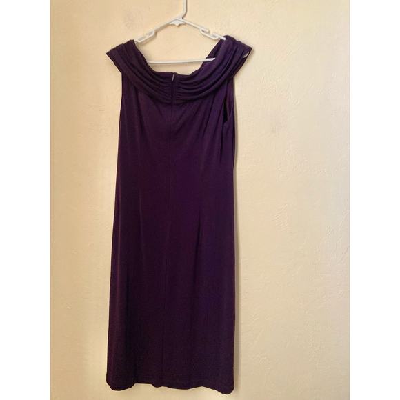 Connected Apparel Women's Dress Size 14 Purple Evening Ruched - Picture 5 of 7